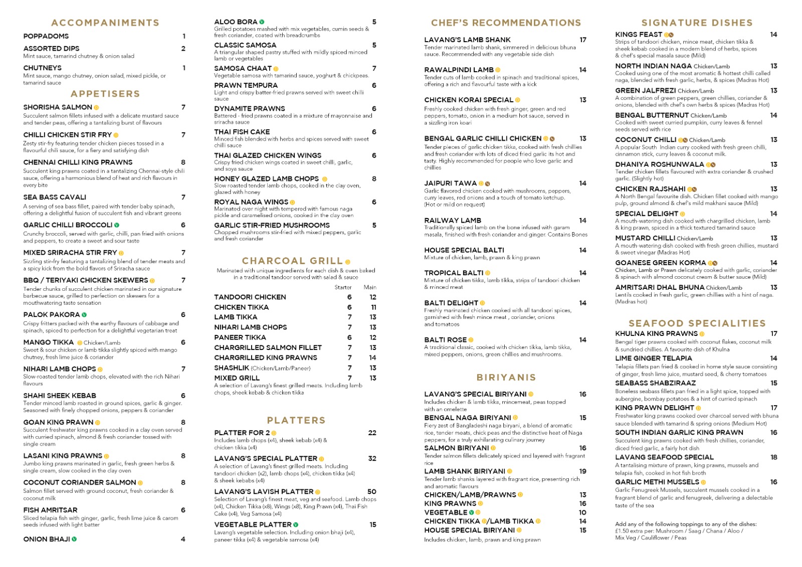 Lavang Dine-in Menu Image